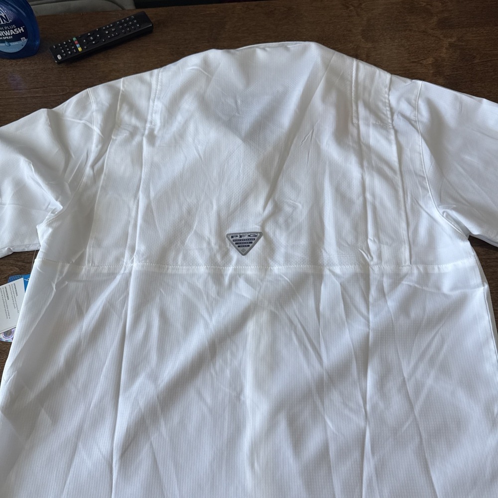 NEW Columbia PFG Clemson Tigers Mens Medium White Vented Fishing Shirt UPF 40 - Picture 8 of 8